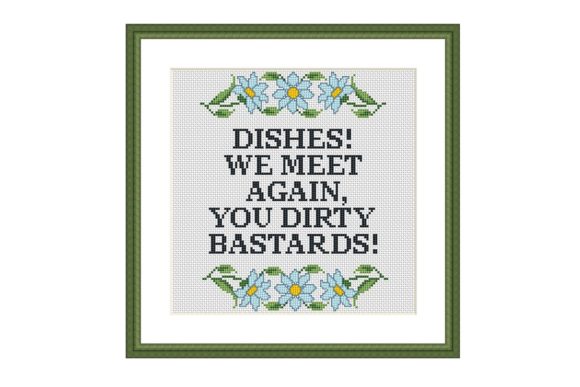 Dishes Funny Kitchen Cross Stitch Review for Small Business Merch